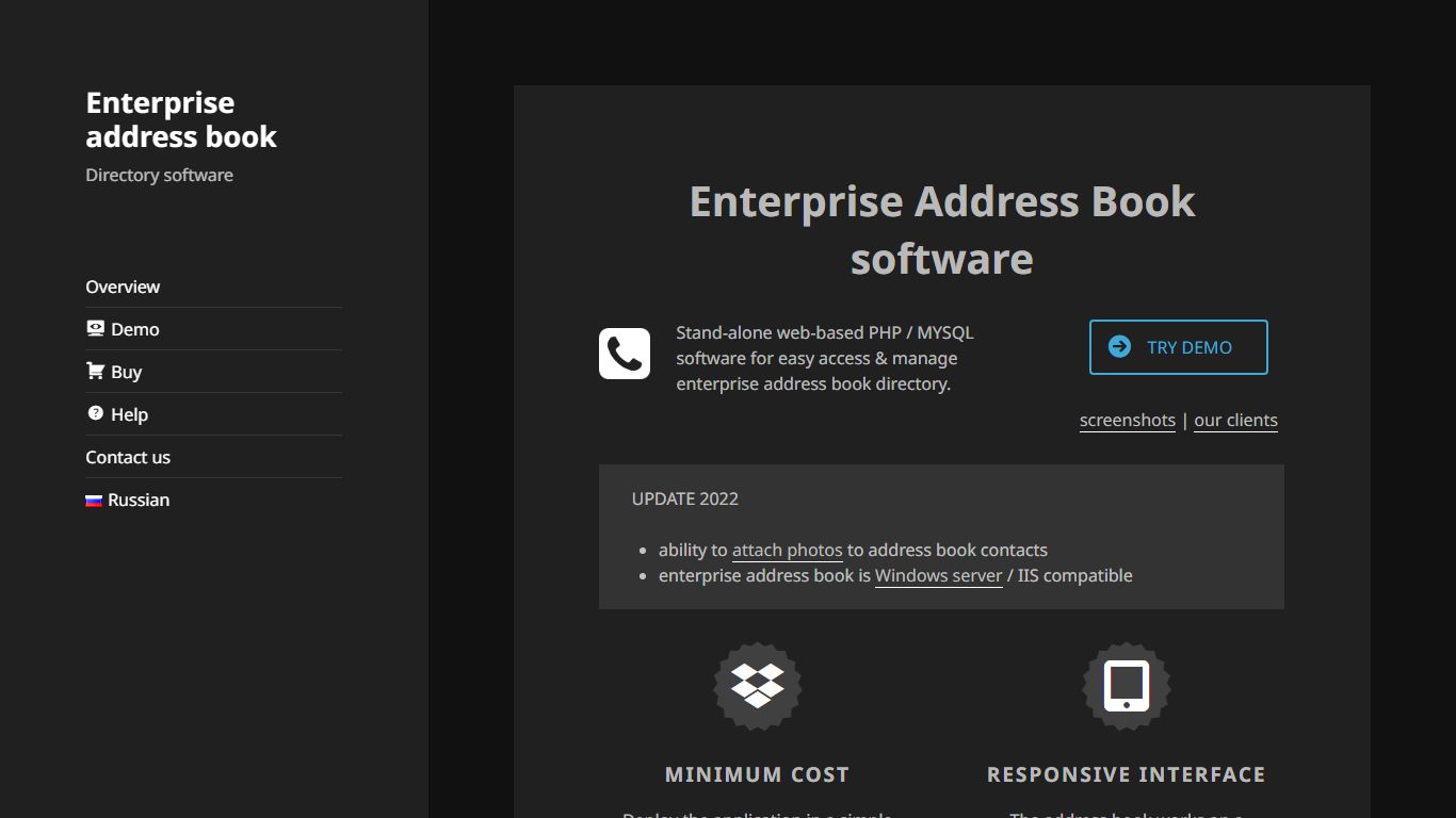 Enterprise address book software - web based application